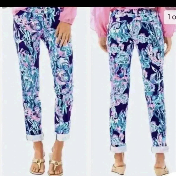 Lilly Pulitzer CALLAHAN CHINO Bright Navy Caught Up - Picture 2 of 5